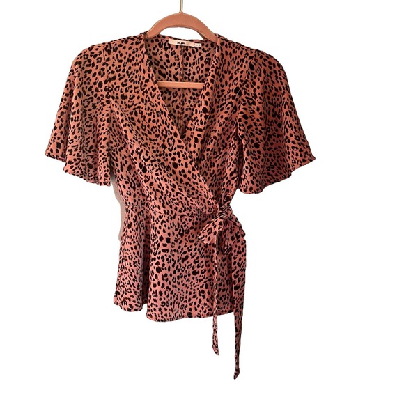 Mi Ami XXS Shirt Pink cheetah Wrap Top - Picture 1 of 6